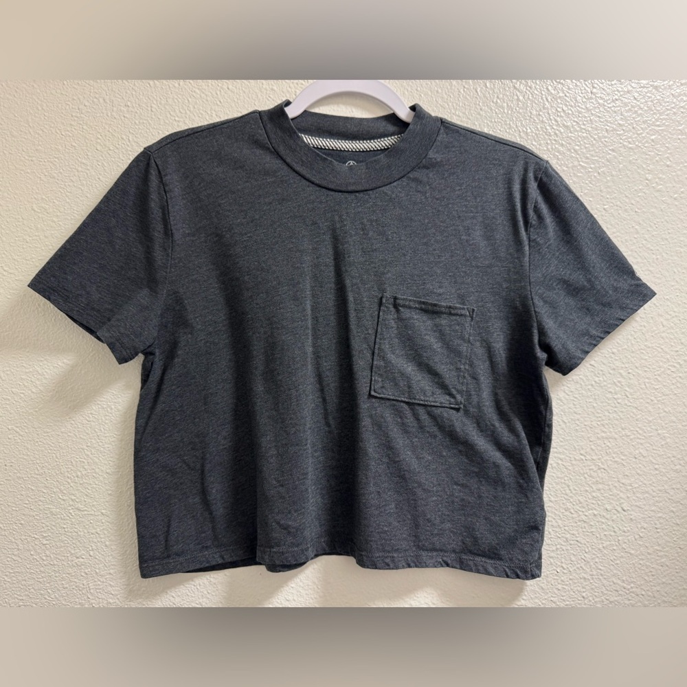 Volcom Stone Cropped Shirt Pocket True To This  Short Sleeve Crew Neck Kids M/8